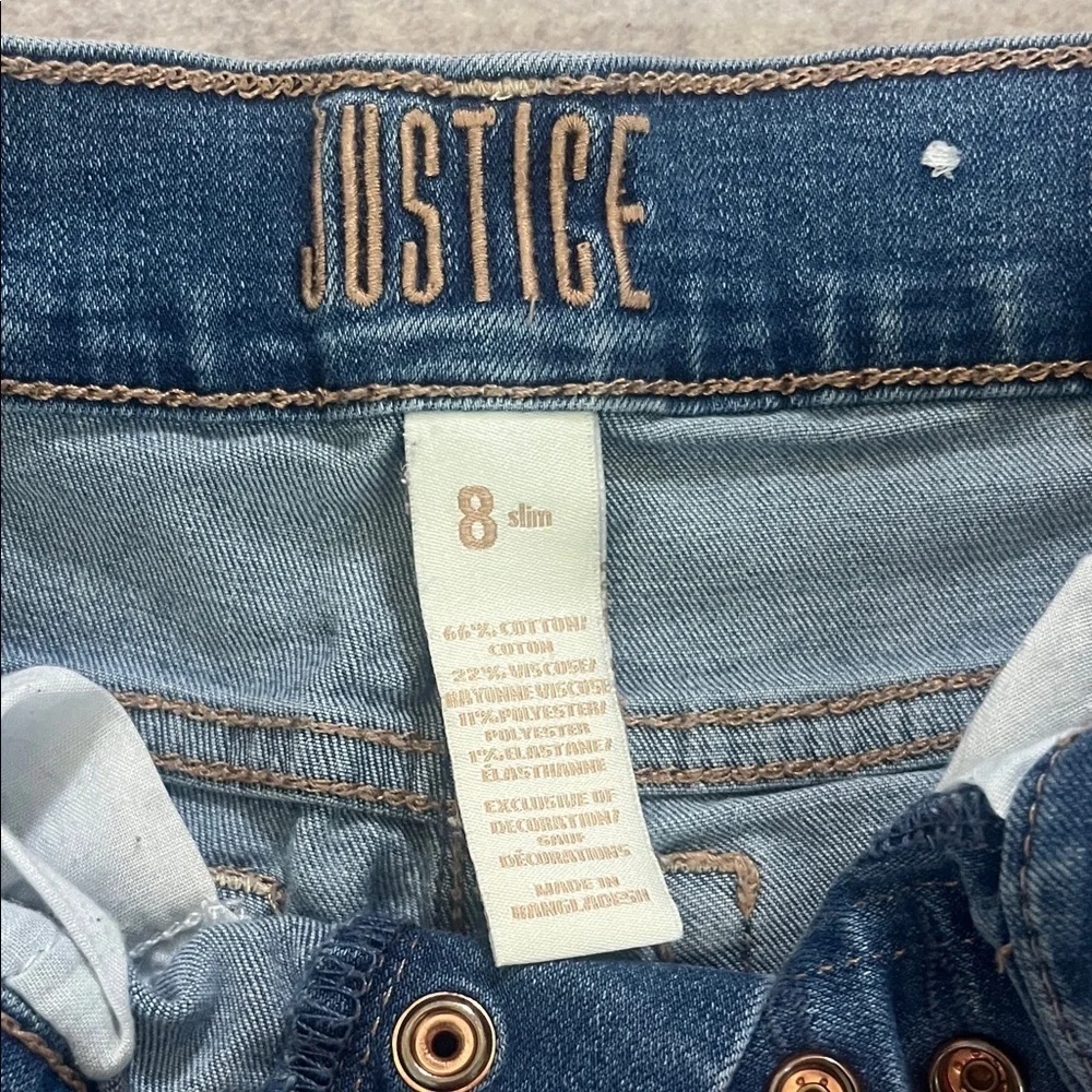 Justice Denim Blue Frayed Hem Shorts